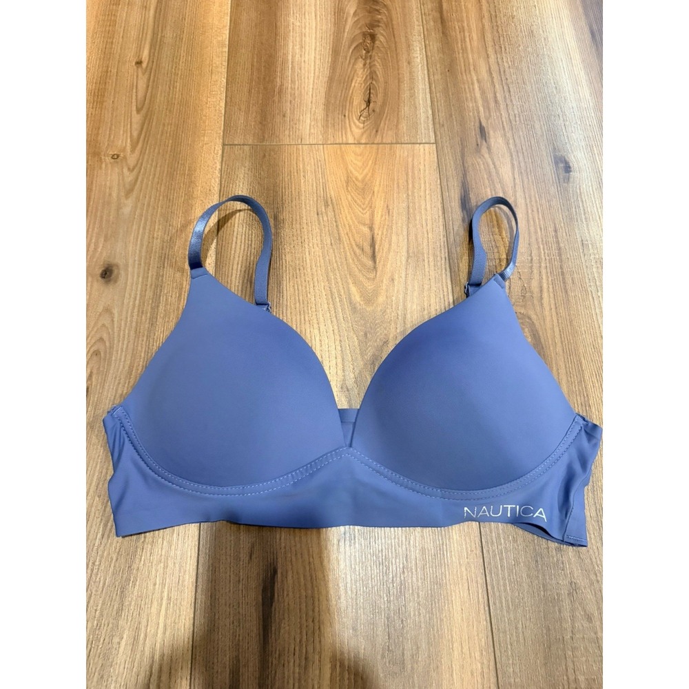 Nautical Intimates Bra 34C Blue Padded Wireless Soft Silky